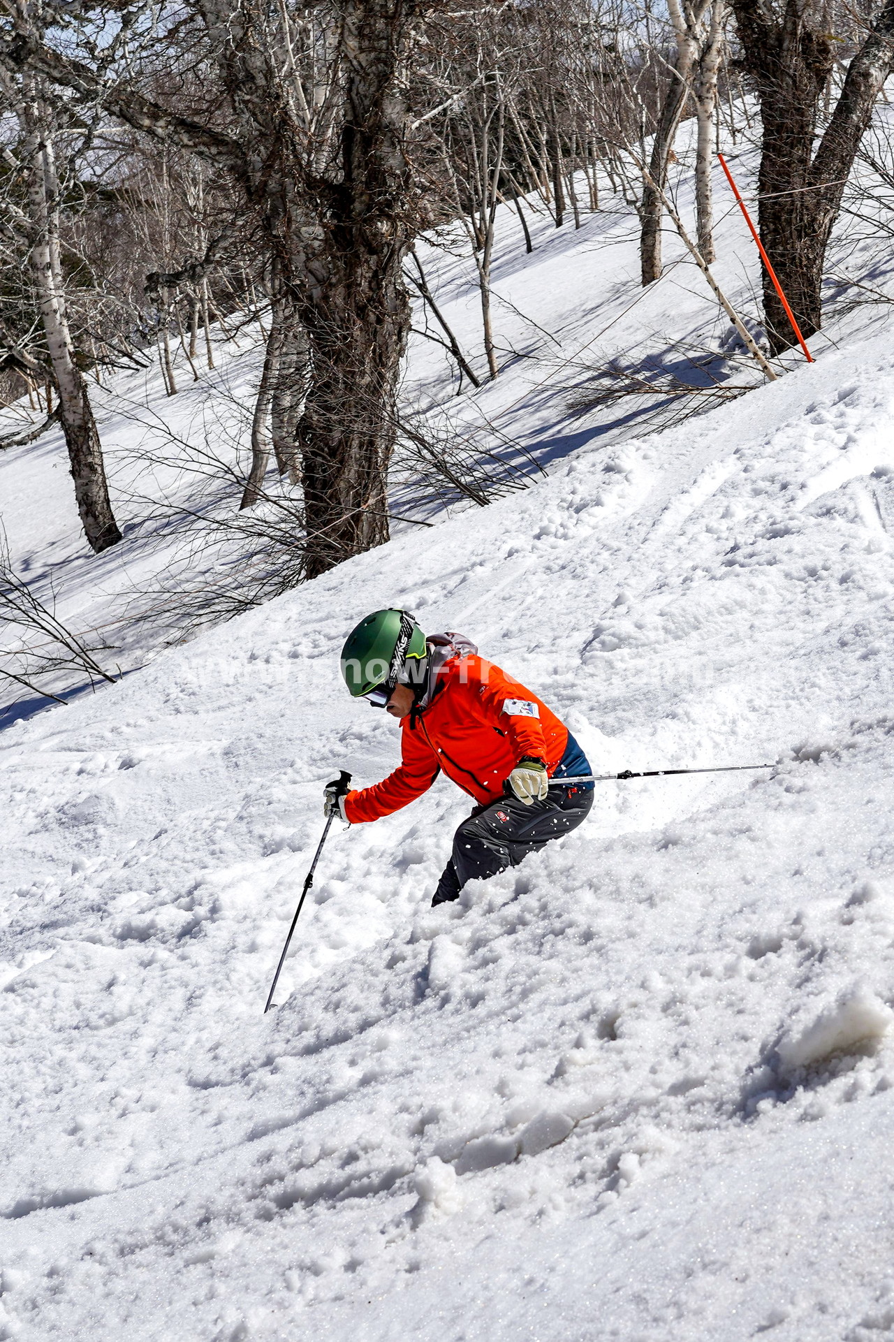 札幌国際スキー場 Mt.石井スポーツ ISHII SKI ACADEMY 校長・斉藤人之さんによる『斉藤塾』開講。本日のテーマは、「春雪！コブからスキーのたわみを楽しむ！！」(^^)v